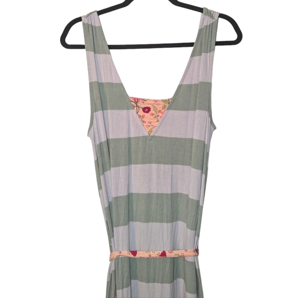 NWT Matilda Jane Seaside Stripe Floral Print Tie Belted Sleeveless Maxi Dress - Picture 6 of 11